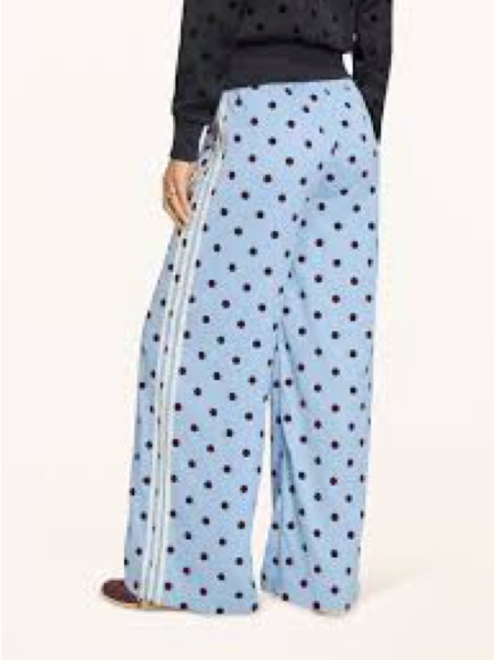 NWT Adidas Blue Polka Dot Wide Leg Pants (Medium) - Picture 2 of 6